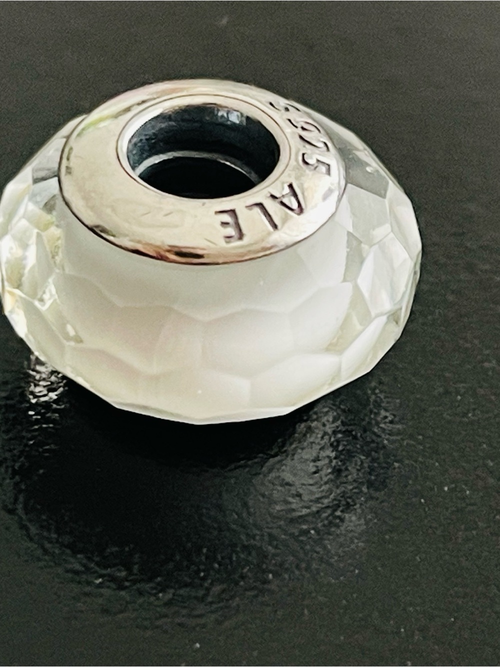 Pandora White Faceted Murano Glass Charm